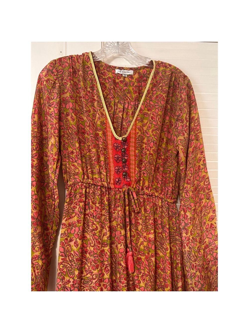 Karma Highway Pink Floral Boho Maxi Dress One Size Gypsy Style - Picture 3 of 13